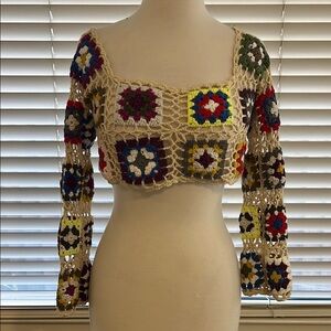 Colorful Crochet Patchwork Crop Top